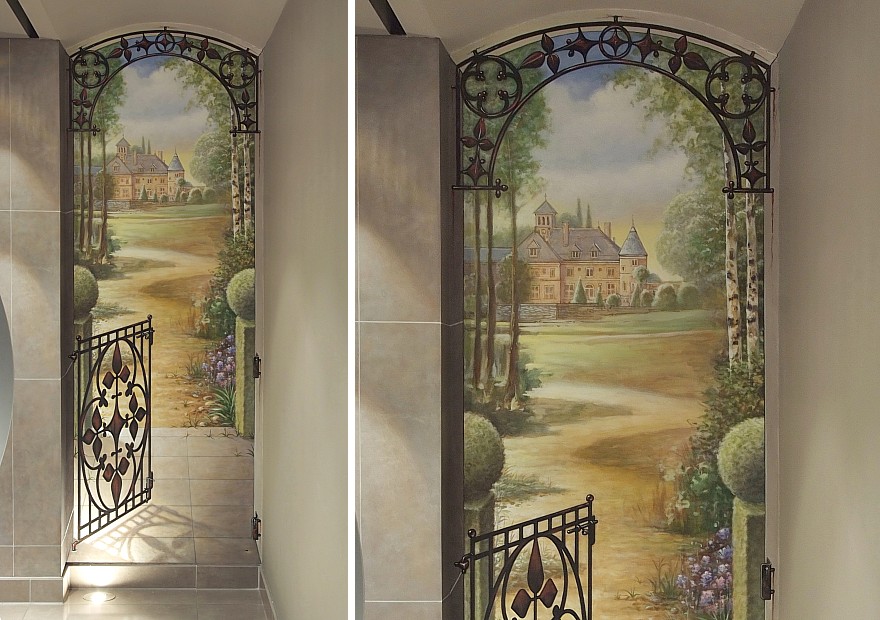 wanddoorbrekende trompe-l'oeil