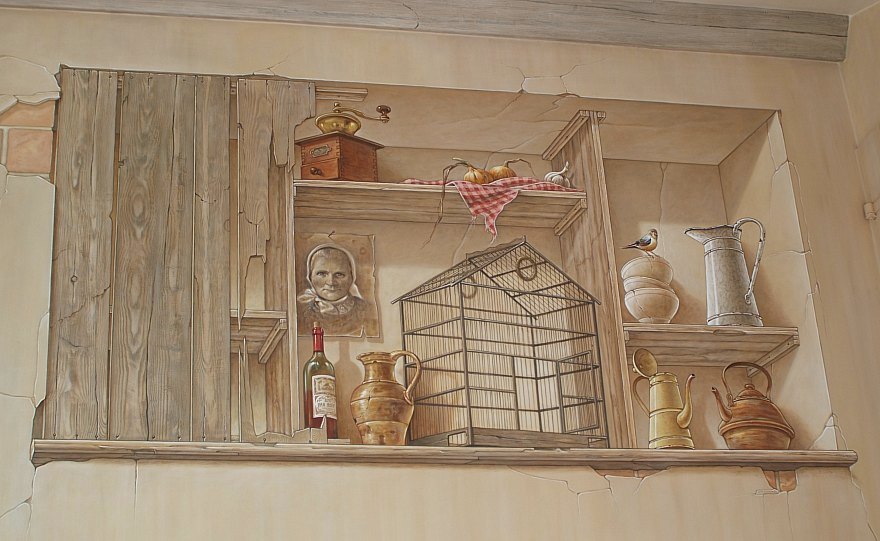De afgewerkte muurschildering De afgewerkte muurschildering