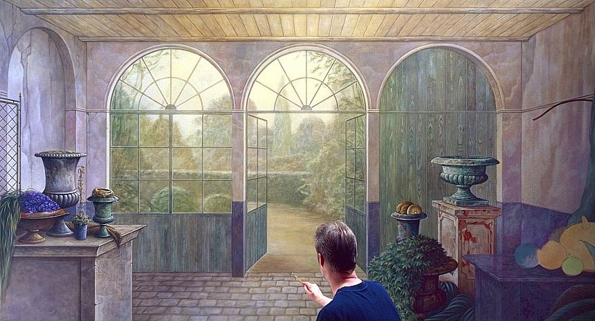 Het formaat van dit grote doek is bijna 6 m², namelijk 3 meter breed en bijna 2 meter hoog orangerie