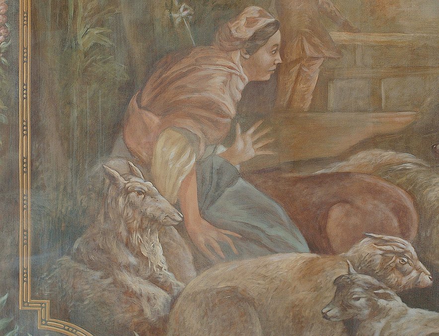 Bij het schilderen van een trompe-l'oeil is ook de stof- en textuurweergave erg belangrijk als je een overtuigend gezichtsbedrog wil creëren afgesleten effect
