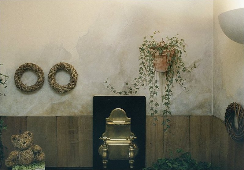 In deze trompe-l'oeil muurschilderingen is het echt moeilijk om op het eerste zicht te zien wat nu precies echt is en wat geschilderd trompe-l'oeil muurschildering