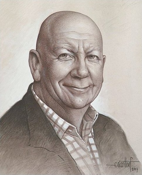 Portret van een ondernemer, potloodtekening portret van een ondernemer